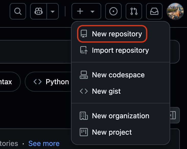 GitHub New Repo Button
