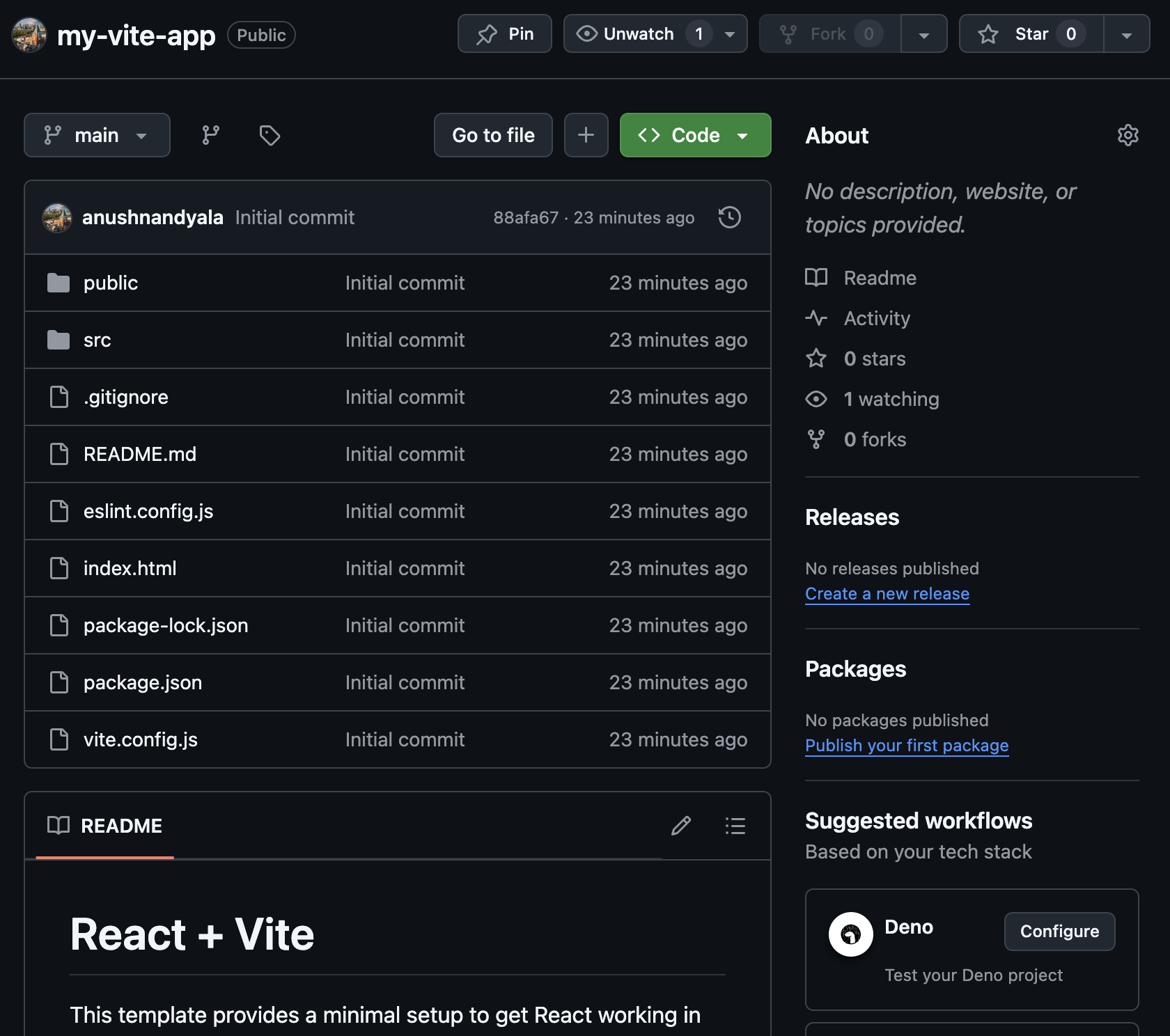 GitHub Vite Repo